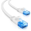 deleyCON 10m CAT6 Flaches Netzwerkkabel 1000 Mbit Gigabit LAN - Cat 6 RJ45 Ethernet Patchkabel Verlegekabel Flach - für Internet Switch Router Modem Patchpanel - Weiß