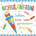 20 Servietten Einschulung Junge blau pastell als Tischdeko Deko Schuleinführung Schule mit Zuckertüte und ABC. Deko Schulanfang Jungen Schulkind 2024 mit Spruch 33x33cm