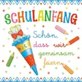 20 Servietten Schulanfang gemeinsam blau Buntstifte Kinder Jungen 33x33cm