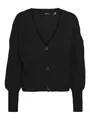 VERO MODA Damen Vmlea Ls V-Hals Manchet Cardigan Noos Strickjacke, Schwarz, M EU