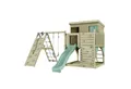 OutdoorToys Spielturm Emil, aus Holz in Mintgrün mit Kinderschaukel & Rutsche, Kletterwand