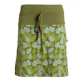 Vishes Alternative Bekleidung - Damen A-Linie Rock Baumwolle Blumen-Muster extra breiter Bund mit Kordel-Zug und Taschen Olive 40