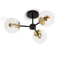 LEDKIA LIGHTING Deckenleuchte Metall und Glas Wassily Gold 3 Strahler Für die Küche, das Esszimmer, das Schlafzimmer,Schwarz