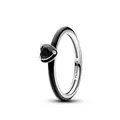 PANDORA ME Schwarzes Chakra Herz Ring aus Sterling-Silber mit künstlichen Kristallen, Größe: 54, 193088C01-54