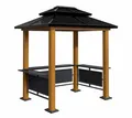 Grillpavillon Maui Aluminium Holzoptik 158x249x278 cm Stahl Dach Sojag