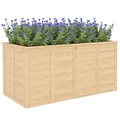 Outsunny Hochbeet Holz 152 x 77 x 77 cm Erhöhtes Tief Kräuterbeet mit Offenem Boden Verstärkungsstangen Pflanzkasten wetterfest Pflanzkübel für Außenbereich Garten Balkon Naturholz