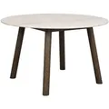 Esstisch Taransay, aus Travertin und Eiche, rund, skandinavisch, Sand Braun, 125 cm