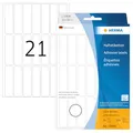 HERMA 10606 Vielzweck-Etiketten ablösbar, 504 Stück, 13 x 50 mm, 21 pro Bogen, selbstklebend, Haushaltsetiketten zum Beschriften, matt, blanko Papier Klebeetiketten Aufkleber, weiß