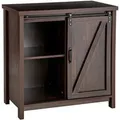 Costway Sideboard Küchenschrank mit Schiebetüren Braun 80 x 40 x 82 cm