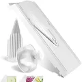 Börner Gemüsehobel V3 (Basis Set) • V-Hobel für Scheiben in 3 Schnittstärken • Verstellbarer Küchenhobel für Gemüse & Obst • Hobel mit Gummifüßen & Edelstahl V-Klinge • Farbe: Weiß