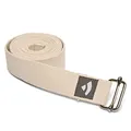 Bodhi ASANA Belt | Yogagurt aus 100% Baumwolle | Praktisches Yoga-Zubehör zur Dehnung | Yoga-Gurt mit Schiebeschnalle aus Metall | Anfänger & Fortgeschrittene | 250 x 3,8 cm | natur