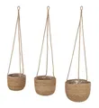 Seegras Blumen Ampel 3er Set - 23 / 20 / 17 cm - Deko Hänge Pflanz Topf Halter