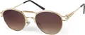styleBREAKER Damen Panto Sonnenbrille mit ovalen Flachgläsern und Metall Bügel, Federn, Silikon Nasenauflage 09020117