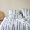 elegante Interlock Jersey Bettwäsche Waterstripe bleu Kissenbezug einzeln 40x80 cm