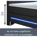 Juskys Boxspringbett Norfolk 180 x 200 cm – LED Beleuchtung, Bonell-Matratzen, Topper & Kunstleder – 66 cm Komforthöhe – schwarz – Bett Do... - Schwarz