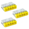 3x WAGO Steckklemme 5 fach gelb 2273-205 Dosenklemmen Compact 5 Klemmstellen