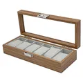 mixed24 Holz Uhrenkoffer für 6 Uhren Uhrenpräsentation Uhrenaufbewahrung Uhrenbox Armbanduhren Präsentation