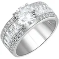 Zeeme Fingerring 925/- Sterling Silber rhodiniert Zirkonia weiß 060 (19,1)