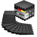 eyepower Bodenmatte Fitness - 18 Bodenschutzmatten mit Rand 30x30 cm Schwarz 1,7qm - Homegym Fitnessmatte - Puzzlematten Fitnessraum Fitnessgerät Dämmmatte für Laufband Fahrrad Crosstrainer Sportmatte