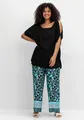 sheego Große Größen: Weite Hose mit Blumenprint und Smokbund, tiefblau gemustert, Gr.40-58 15572602262