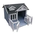 Luxus XL Hundehütte Hundehaus Holz Balkon Garten Terrasse Hund Outdoor