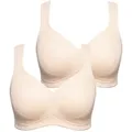 Ulla Popken Bügel-BH Mikrofaser-BH 2er-Pack ohne Bügel beige|rosa 95