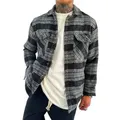 Flanell Jacke Holzfällerhemd | Herren Button Down Outdoor Baumwolle Freizeithemden | Schwarz, S