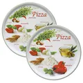 MamboCat 2er Set Pizzateller Napoli Green Ø 32 cm I Servierplatten mit Motiven I Vorspeisen Platten zum Anrichten für Antipasti oder Tomate-Mozzarella I bunte Porzellan Teller für Pizza & Co