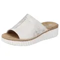 Rieker Pantolette, Keilabsatz, Sommerschuh, Schlappen mit Juterahmen an der Laufsohle beige 41 EU