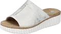 Rieker Damen Pantolette Keilabsatz und breiter Riemen mit Metallic Glanz 69288, Größe:41 EU, Farbe:Beige