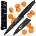 Axer Universalmesser - 12 cm Klingenlänge - Großes Allzweckmesser - Universalmesser Obst & Gemüse & Kräuter - Edelstahl Allzweckmesser mit Schutzhülle - Scharfe Klinge - Utility Knife - Schwarz