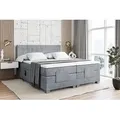 ALTDECOR Boxspringbett elektrisch verstellbar mit 2 Matratzen H3/Bonell- und H4/Taschenfederung + Topper (4 cm hoch), Polsterbett mit Kopfteil OSTO... - Grau