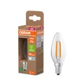 OSRAM LED-Lampe in klassischer Minikerzenform, mit dekorativem LED-Filament im Frosted Design, Energieeffizienzklasse A, E14, 1.2 W, 255 lm, 2700 K, coolweiß. Ohne Aufwärmen, sofort 100% Licht.