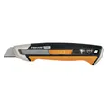 Fiskars Cuttermesser, Länge 16,5 cm, Inklusive Klinge (18mm), Rostfreier Stahl/Kunststoff, Schwarz/O (Cutter) (1027227)