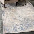 Carpeto Rugs Abstraktes Vintage Designer Teppich - Kurzflor - Weich Teppich für Wohnzimmer, Schlafzimmer, Esszimmer - ÖKO-TEX Wohnzimmerteppich - Teppiche - Grau Blau - 120 x 170 cm