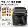 GOURMETmaxx Heißluftofen mit Panoramadach & Frontfenster, 12,5 l - 12 Programme - Schwarz
