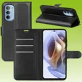 Für Motorola Moto G31 / G41 Handy Tasche Schwarz Etuis Kunst-Leder Cover Hülle