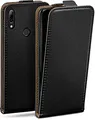 moex Flip Case für Huawei P smart 2019 Hülle klappbar mit 360 Grad Schutz, Handyhülle mit Displayschutz, PU Leder Handytasche Lederhülle, Flip Case Cover Klapphülle, Schwarz