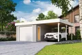 Garage Pultdach 44 mm Bahamas mit Sektionaltor grau 680x560 cm Lasita