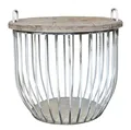 Chic Antique Sofatisch mit Holzdeckel 57 cm Tisch Beistelltisch Metall Korb