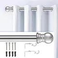 Gardinenstange, 76-152CM Gardinenstange für Fenster mit Rundem Endstück Einzel m
