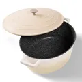 STONELINE Cocotte Bräter Induktion mit Deckel 32 cm, 6,6 L, Topf Antihaft Beschichtung mit echten Steinpartikeln, Bratentopf Schmortopf für alle Herdarten und Backofengeeignet, Farbe: Creme