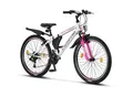 Licorne Bike Guide Premium Mountainbike in 20, 24 und 26 Zoll - Fahrrad für Mädchen, Jungen, Herren und Damen - Shimano 21 Gang-Schaltung, Kinderfahrrad, Kinder Farbe:Weiß/Rosa;Zoll:26