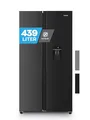 Heinrich´s Side-by-Side Kühlschrank, Kühlgefrierkombination mit 439L Mega Gesamtvolumen, NO-FROST, 151L Gefriervolumen, inkl. Wasserspender, LED Beleuchtung,Touch, Multi-Airflow-System, Schwarz-Inox