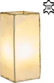 Orientalische Tischlampe Janka 30cm Lederlampe Quadratisch Lampe | Marokkanische kleine Tischlampen aus Metall, Lampenschirm aus Leder | Orientalische Dekoration aus Marokko, Farbe Beige Natur