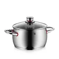 WMF Quality One Kochtopf groß 20cm, Glasdeckel mit Dampföffnung, Nudeltopf, Fleischtopf Induktion 4,1l, Cromargan Edelstahl poliert, unbeschichtet