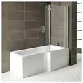 HAK Badewanne Syna Komplettset mit Duschzone, (Komplettset, 4-tlg), Raumsparbadewanne 167,5x85/70 weiß