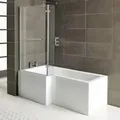 Raumspar Badewanne SYNA mit Duschzone 150x85/70cm, links, weiss, Komplett-Set