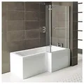 HAK Badewanne SYNA 167,5cm Rechts mit Dusche, Acryl weiß, 170 Liter Fassungsvermögen, Wandanker, Wannenschürze, Ablaufgarnitur