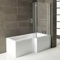 Raumspar Badewanne Syna mit Duschzone 167,5x85/70cm, rechts weiß Komplett Set
